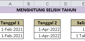 Menghitung Selisih Tahun Dalam Excel Dengan Menggunakan Rumus DATEDIF